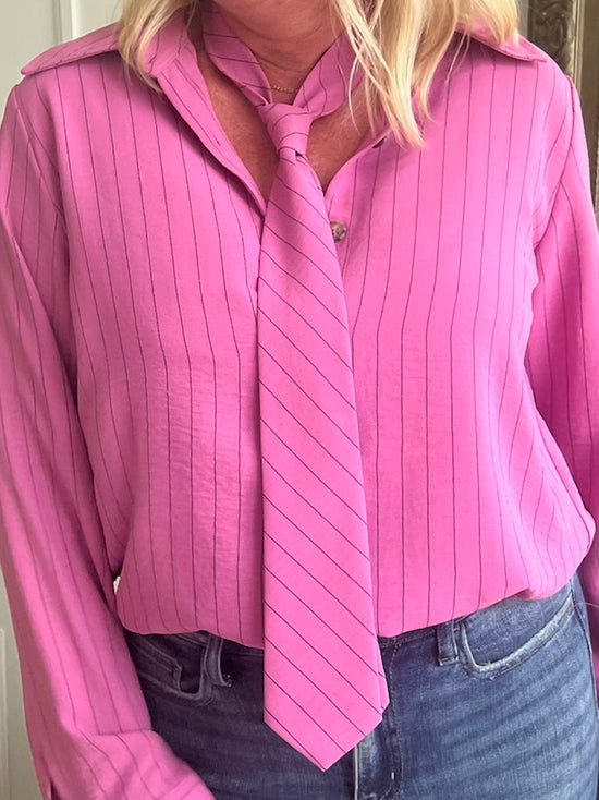 Pink Pinstripe Necktie