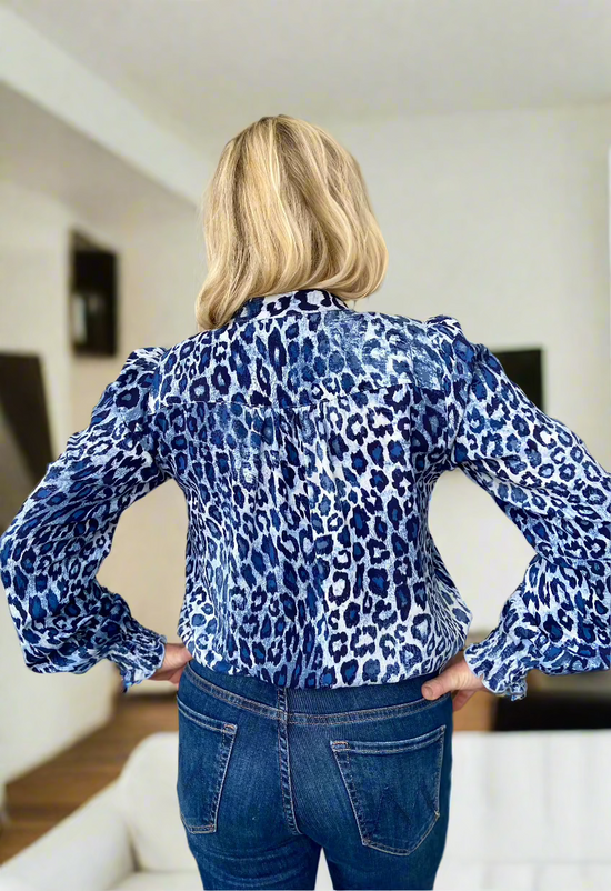 Blue Leopard Blouse - PRE-ORDER