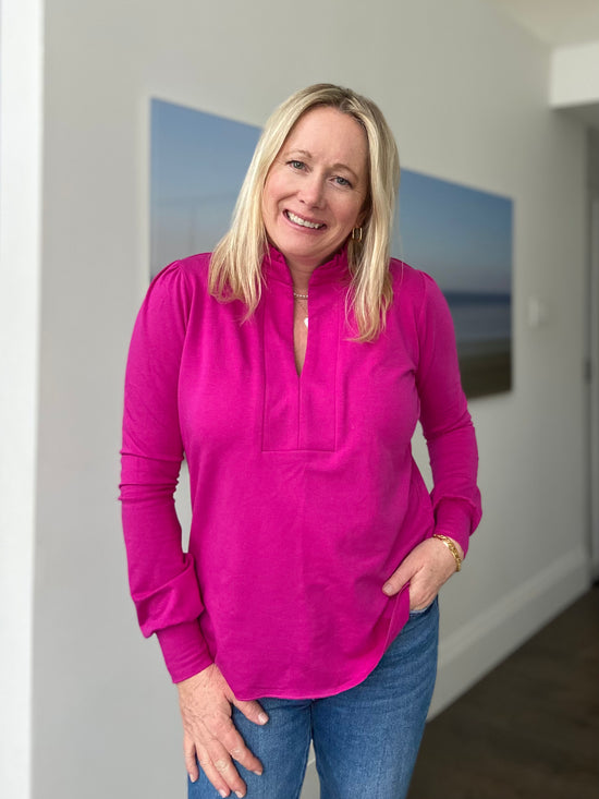 Raspberry Pink Sweater Blouse