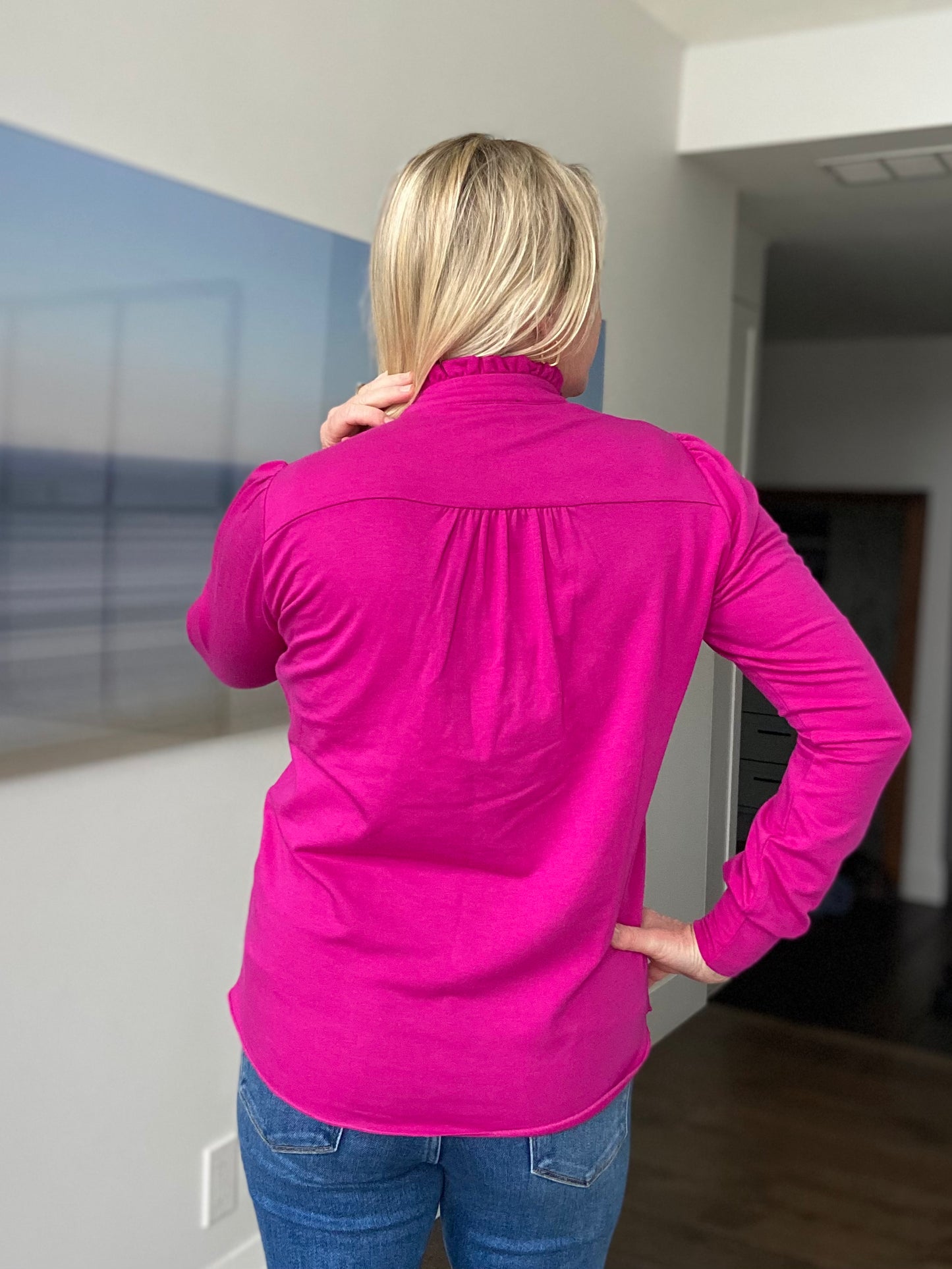 Raspberry Pink Sweater Blouse