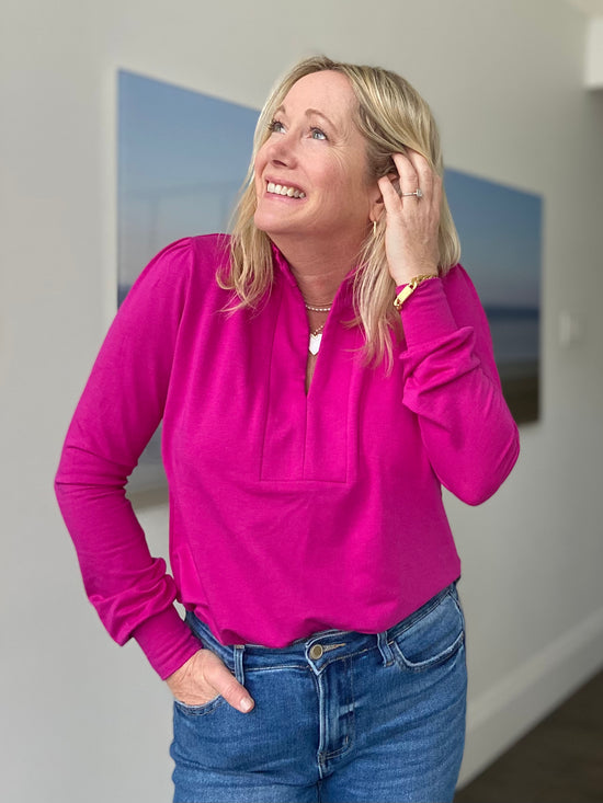 Raspberry Pink Sweater Blouse